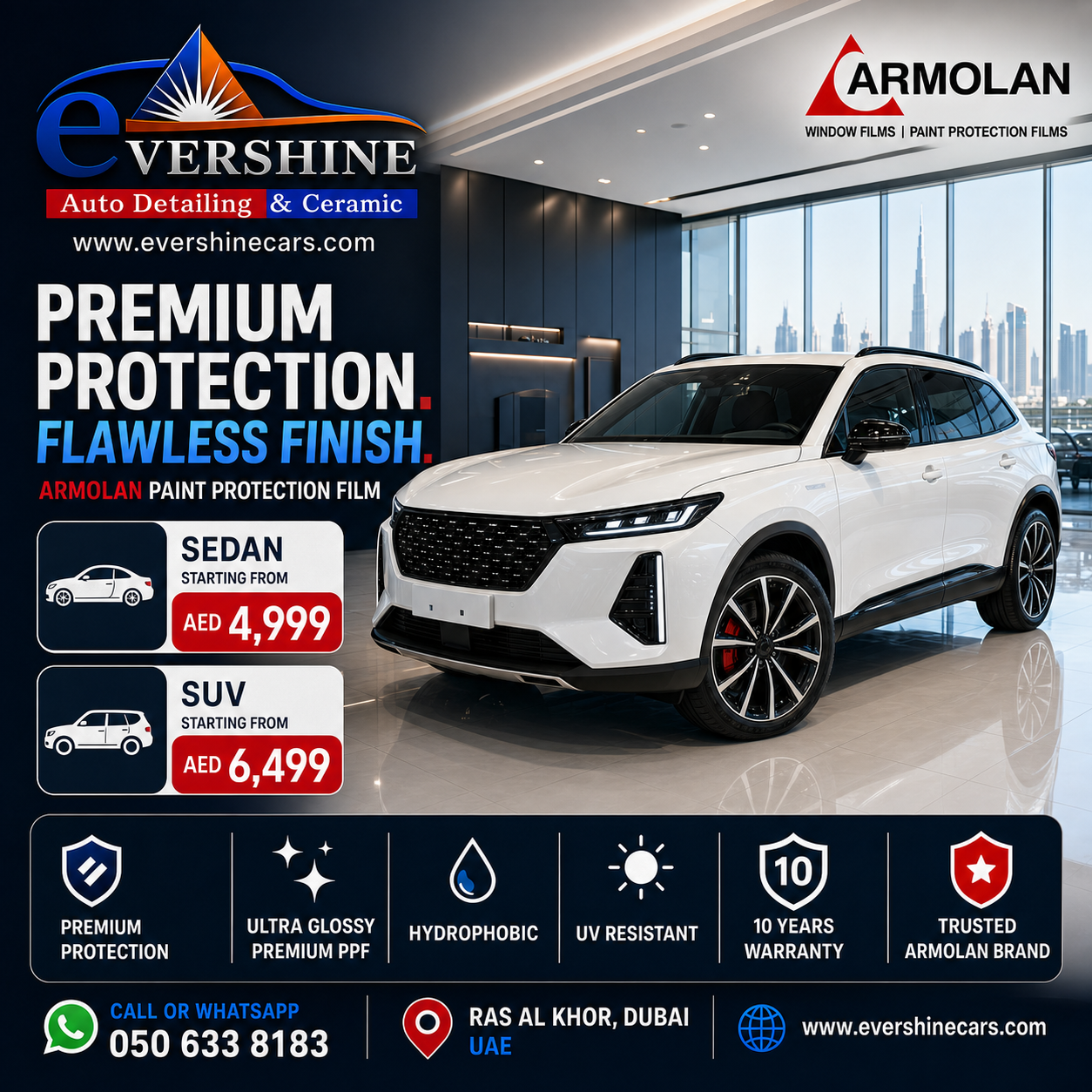 Armolan Paint Protection Film — Sedan from AED 4999, SUV from AED 6499